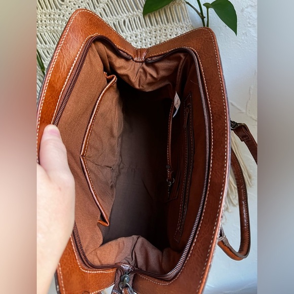 Vintage Woven Satchel Purse Boho Coastal Tote Faux Leather Removable Crossbody - Picture 10 of 13